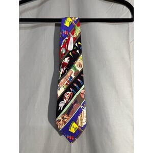 Vintage Golf Tie Mens Silk 90s Nicole Miller 1993 Colorful Hand Sewn